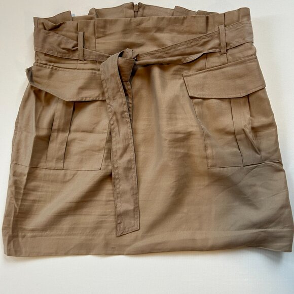 H&M Kakhi Cargo Skirt with Removable Tie Belt Paper Bag Style Beige Skirt - Picture 4 of 5